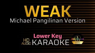 WEAK  Michael Pangilinan Version  KARAOKE  Male Lower Key [upl. by Evelin192]