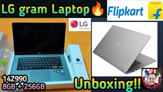 LG Gram Laptop Unboxing  14Z990  8GB  256GB SSD  Flipkart Unboxing [upl. by Enirhtak]