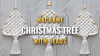 Macrame Christmas tree with beads  Macrame diy  Macrame Christmas tree tutorial [upl. by Mika325]