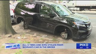 All four tires rims stolen from womans car in Bronx [upl. by Eninahs853]