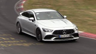 MercedesAMG GT 53 4Matic  Exhaust SOUNDS on the Nurburgring [upl. by Nyladgam]