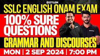 SSLC Onam Exam  English  100 Sure Questions  Grammar and Discourses  Xylem SSLC [upl. by Grodin]