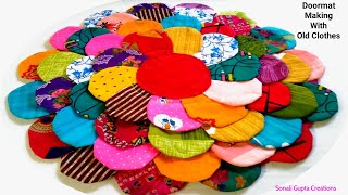 Doormat Making At Home With Old ClothesDIY Super Easy Doormat IdeaRugPaydan Banane Ka TarikaMat [upl. by Copp]