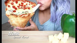 ASMR EATING GIANT FOOD PIZZA CONE  PepperoniMozzarella CHEESE Crunchy Eating Sounds No Talking [upl. by Esyak]