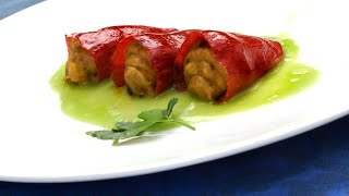 Receta de pimientos rellenos con crema de tortilla  Karlos Arguiñano [upl. by Assej465]