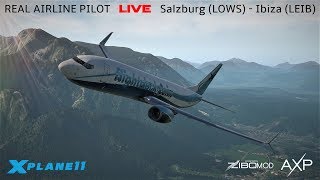 Real Airline Captain LIVE  ZIBO MOD 737  Salzburg – Ibiza  CURVED LINES [upl. by Arihppas290]