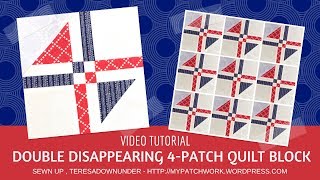 Video tutorial Double disappearing 4patch quilt block [upl. by Clein]