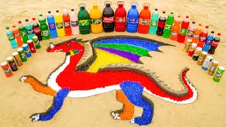 How to make Rainbow DRAGON with Orbeez Colorful Big Coca Cola Fanta and Mentos amp Popular Sodas [upl. by Lleumas]