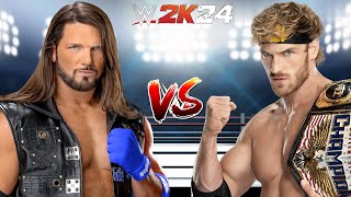 WWE 2K24 AJ STYLES VS LOGAN PAUL FOR THE WWE UNITED STATES CHAMPIONSHIP BELT [upl. by Harima732]