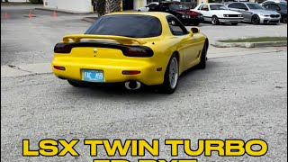 INSANE 1200 HP Twin Turbo LSX Swapped FD RX7 Shooting Flames on Dyno [upl. by Durant]