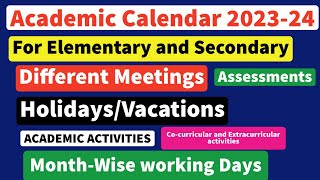 Academic Calendar 202324 For Elementary amp Secondary School [upl. by Bik]