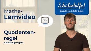 Quotientenregel  Ableitungsregeln 🎓 Schülerhilfe Lernvideo Mathe [upl. by Mylander]