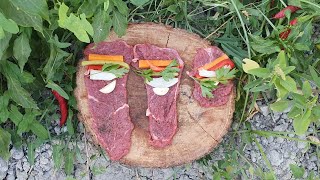 Dana ətindən ləzzətli TƏNBƏL DOVŞAN resepti  Ət ruleti resepti  DELİCİOUS BEEF ROLL RECİPE [upl. by Ben]