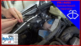 ►VW Caddy◄ Scheibenwaschanlage undicht  Reparatursatz Riffelschlauch ◢WERKSTATTTV◣ [upl. by Annat]