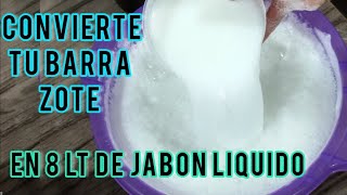 CONVIERTE tu jabón ZOTE y MULTIPLICALO a 8 LITROS de JABON LIQUIDO [upl. by Viviane]