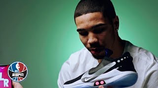 Jayson Tatum talks Nike Adapt BB autolacing sneakers Celtics’ road to the playoffs  NBA Countdown [upl. by Saisoj]