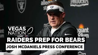 Las Vegas Raiders coach Josh McDaniels discusses Bears preparation [upl. by Acinnad]