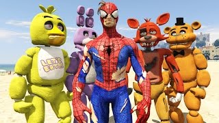 ANIMATRONICS vs HALF DEAD SPIDERMAN GTA 5 Mods FNAF Funny Moments [upl. by Subocaj]