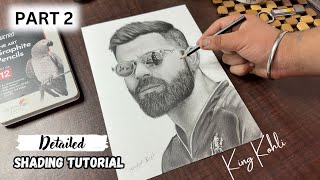 Virat Kohli 👑 Drawing  PART 2  Shading Tutorial  Kiratjot Singh Arts  RCB [upl. by Ira]