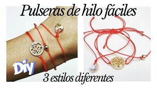 💜3 PULSERAS de hilo FÁCILES  PULSERAS de hilo ROJO DIFERENTES 2020 [upl. by Demahum]