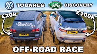 £100k Land Rover Discovery v £20k VW Touareg OFFROAD RACE [upl. by Yornoc]