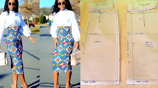 High Waist Basic Skirt Pattern DETAILED Easy way to make an high waisted skirt  Pattern drafting [upl. by Hploda]