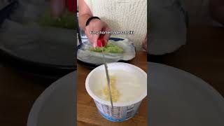 Easiest Tzatziki Sauce Recipe  No Need To Dirty a Bowl Either 🤣🥣🍞 shorts funny recipe [upl. by Charlena581]