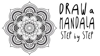 How to draw a MANDALA step by step for BEGINNERS EASY [upl. by Ayoj]