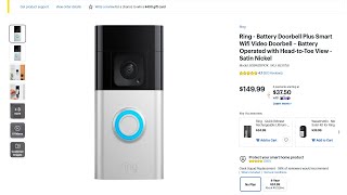 Ring Battery Doorbell Plus Smart Wifi Video Doorbell – Battery Operated with Head to Toe View Sa [upl. by Ytsrik]