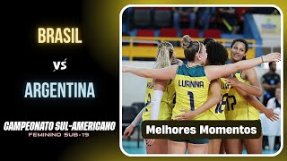 🏆FINAL  Brasil X Argentina  MELHORES MOMENTOS  SulAmericano de Vôlei Feminino 2024  Sub19 [upl. by Rialc]