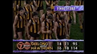 Round 16 1992  Geelong vs Hawthorn at Kardinia Park Dunstall kicks 100th [upl. by Bigot]