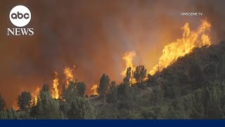 Explosive California wildfire forces hundreds of evacuations [upl. by Klenk]