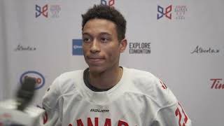 2024 Hlinka Gretzky Cup — Aug 6 — Cameron Schmidt postgame [upl. by Haianeb]