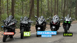 H2  Zx10r  Bmw S1000rr  Hayabusa in one frame 🔥🚀 Ride With KhannaOmkar [upl. by Etnud]