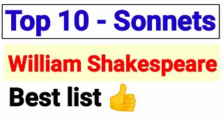 top 10 sonnets of Shakespeare  top ten Shakespearen sonnets [upl. by Cochard]