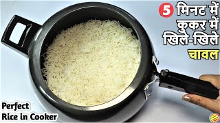 कुकर में सफेद व खिले हुए चावल बनायेHow to make Perfect Rice in Pressure CookerRice Recipe in hindi [upl. by Enelrihs]