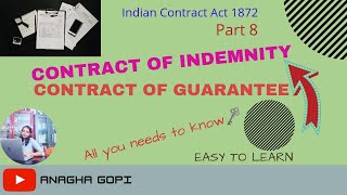 Contract of Indemnity and Contract of GuaranteeIndian Contract Act In Malayalam [upl. by Auqeenahs]