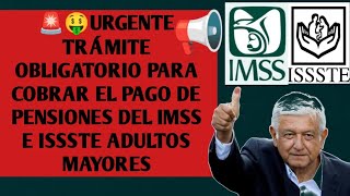 🔊🤑😱URGENTE TRÁMITE OBLIGATORIO PARA COBRAR EL PAGO DE PENSIONES DEL IMSS E ISSSTE ADULTOS MAYORES💰💰 [upl. by Kcirdef]