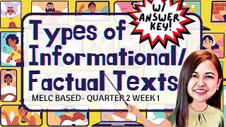 TYPES OF INFORMATIONAL TEXTS  FACTUAL TEXTS  ENGLISH 6 MODULE Q2 W1 typesofinformationaltext [upl. by Annawik]