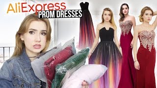 TRYING ON ALIEXPRESS PROM DRESSES Huge Success amp Giveaway [upl. by Mukerji246]