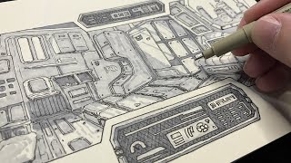 Sketchbook Ink Drawing Vlog  Blade Runner [upl. by Wirth]