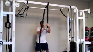 How to do a High Battling Rope Pull Down  Rope Exercises [upl. by Bathesda]