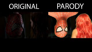 SPIDERMAN Upside Down Kiss Scene  Original Vs Parody  Side by Side Comparison [upl. by Lleynod]