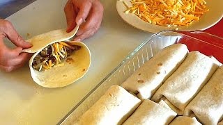 Burrito Recipe  How to make Burritos Family Style [upl. by Enywad]