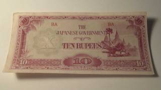 1942 10 Rupees from World War II Japanese Occupation of Burma [upl. by Zerep397]