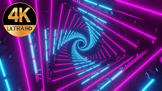 10 Hour 4k TV screensaver triangle Blue Pink Color Neon tunnel Abstract background video loop [upl. by Willner]