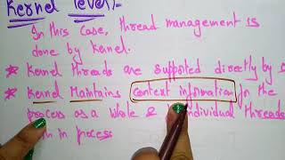 Kernel level thread  Types of thread  OS  Lec44  Bhanu Priya [upl. by Apthorp]