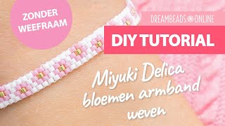 Miyuki Delica bloemen armband weven  DIY armbandjes maken ★ Dreambeads Online [upl. by Ahsinod]