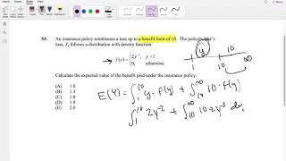 SOA Exam P Question 53  Expected Value of Payment with Maximum Benefit [upl. by Pearson]