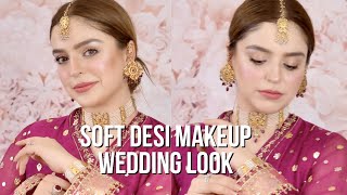 Soft Desi Makeup  wedding look [upl. by Nylodnew]